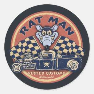 Sticker Rond Rat Man - Douanes rouillées