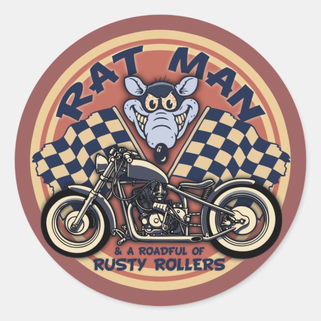 Sticker Rond Rat Man Roadful (Devant)