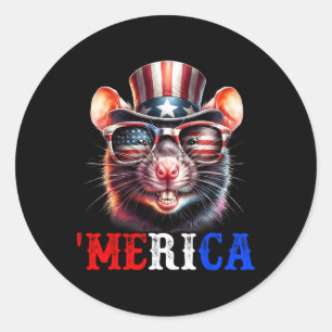 Sticker Rond Ratatouille patriotique américaine du 4 juillet dr