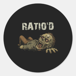 Sticker Rond Ratio'd Teag Mème Zombie Drôle Npc Ratioed Joueur