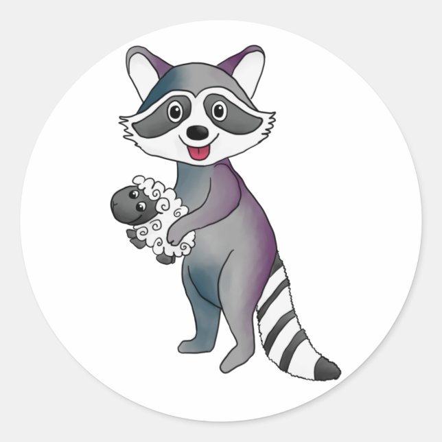 Sticker Rond Raton laveur (Devant)