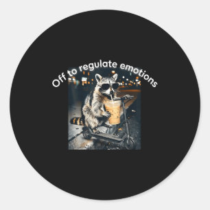 Sticker Rond Raton laveur buvant du café glacé drôle pour se ré