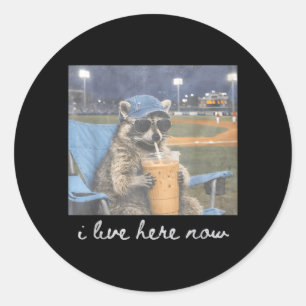 Sticker Rond Raton laveur de baseball de terrain de balle drôle