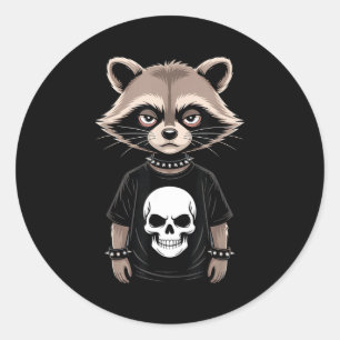 Sticker Rond Raton laveur emo sombre avec style punk alternatif