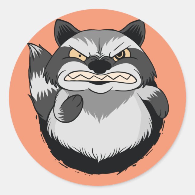 Sticker Rond Raton laveur grincheux (Devant)