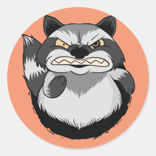 Sticker Rond Raton laveur grincheux