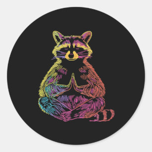 Sticker Rond Raton laveur méditant animal méditation zen drôle