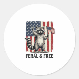 Sticker Rond Raton laveur patriotique sauvage et libre Chemise