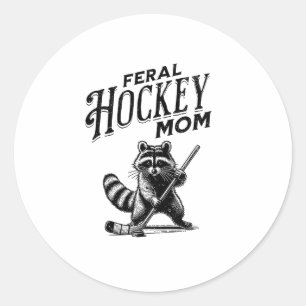 Sticker Rond Raton laveur rétro sauvage mère de famille de hock