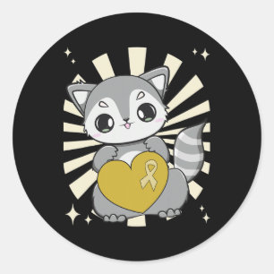 Sticker Rond Raton Mignon Et Ruban En Forme De Coeur Pour Le Ca