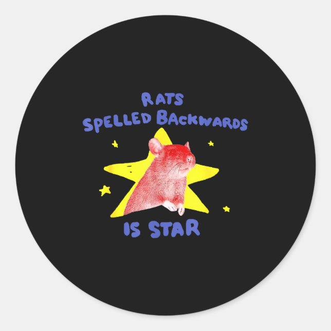 Sticker Rond Rats Spelled Backwards Is Star Weird Funny Mouse A (Devant)
