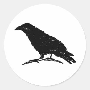 Sticker Rond Raven Black Bird Halloween Peinture Éffrayante Art