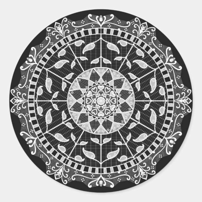 Sticker Rond Raven Mandala (Devant)