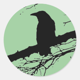 Sticker Rond Raven sur l'arbre