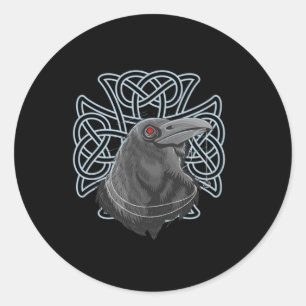 Sticker Rond Raven Viking Guerrier Norse Mythologie Valhalla Ca