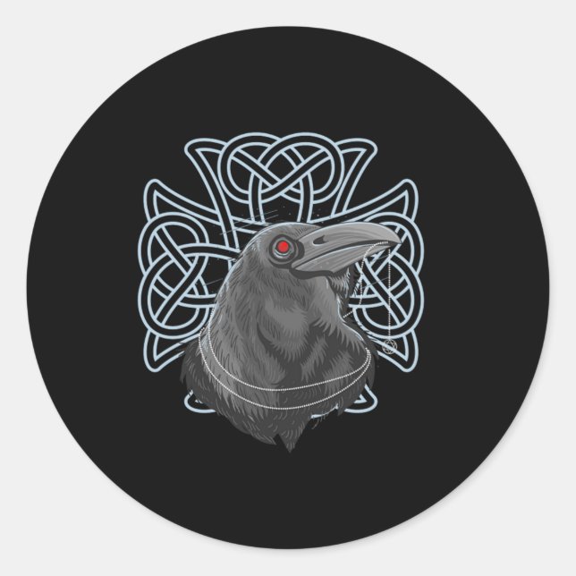 Sticker Rond Raven Viking Guerrier Norse Mythologie Valhalla Ca (Devant)