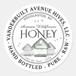 Sticker Rond Raw Automne Fleur sauvage Honey Hives Little Bees 