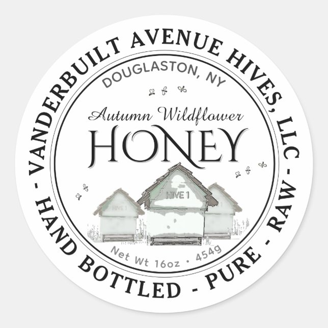 Sticker Rond Raw Automne Fleur sauvage Honey Hives Little Bees  (Devant)
