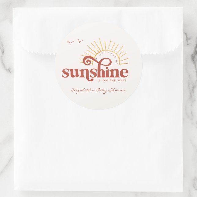 Sticker Rond Rayon de Soleil | Baby Shower Bohème   (Sac)