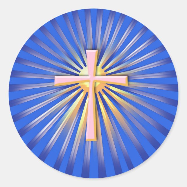 Sticker Rond Rayons de lumière de la Croix Religieuse (Sur le b (Devant)