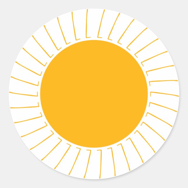 Sticker Rond Rayons de soleil jaune mignon soleil brillent les  (Devant)