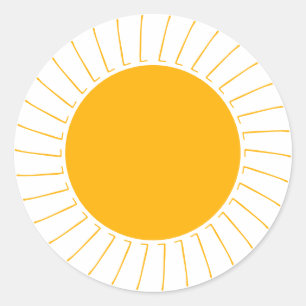 Sticker Rond Rayons de soleil jaune mignon soleil brillent les