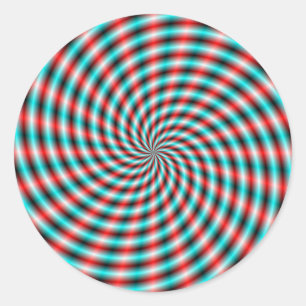 Sticker rond Rayons Turquoise et Rouge Spirale