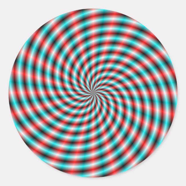 Sticker rond Rayons Turquoise et Rouge Spirale (Devant)