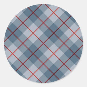 Sticker Rond Rayure Bleu-Rouge de plaid polarisé