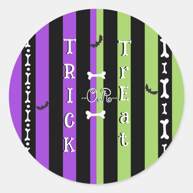 Sticker Rond Rayure Halloween vert violet et noir (Devant)