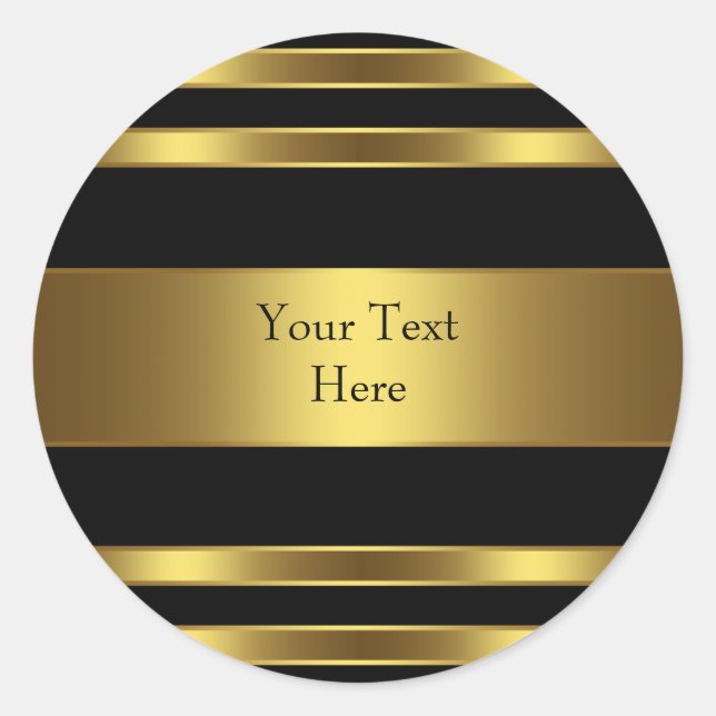 Sticker Rond Rayure noire et or (Devant)