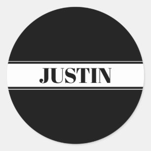 Sticker Rond Rayure personnalisée noir et blanc