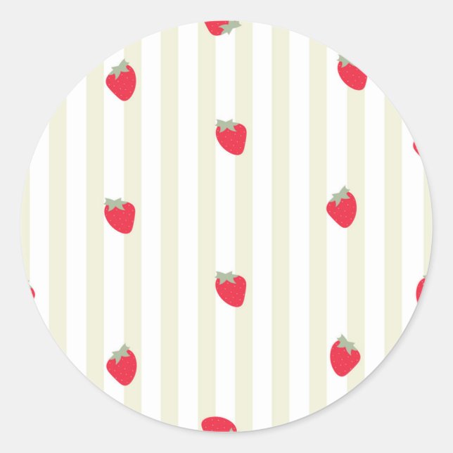 Sticker Rond Rayure verte et cerises (Devant)