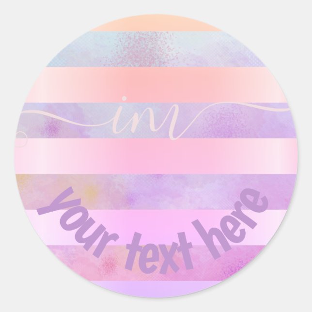 Sticker Rond Rayures arc-en-ciel Abstraites monogrammes dans l' (Devant)