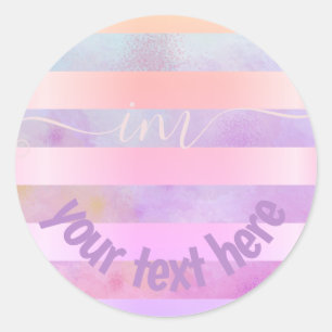 Sticker Rond Rayures arc-en-ciel Abstraites monogrammes dans l'