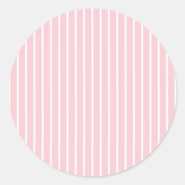 Sticker Rond Rayures Classiques Blanc - Rose (Devant)
