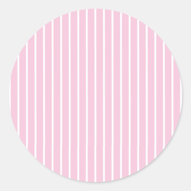 Sticker Rond Rayures Classiques Blanc - Rose Clair (Devant)