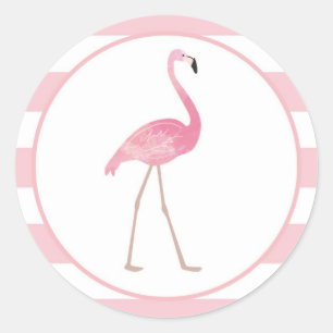 Sticker Rond Rayures de rose d'autocollant de Flamant rose