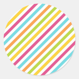Sticker Rond Rayures diagonales en couleurs vives