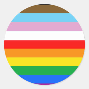 Sticker Rond Rayures du drapeau de progrès LGBTQ+