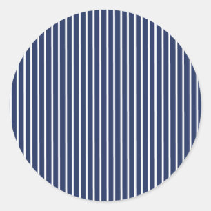 Sticker Rond Rayures Élégantes Blanc - Bleu Nuit
