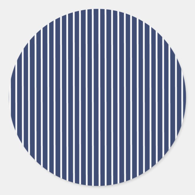 Sticker Rond Rayures Élégantes Blanc - Bleu Nuit (Devant)