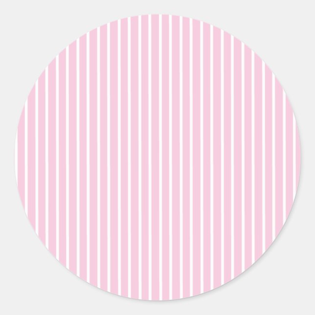 Sticker Rond Rayures Élégantes Blanc - Rose Clair  (Devant)