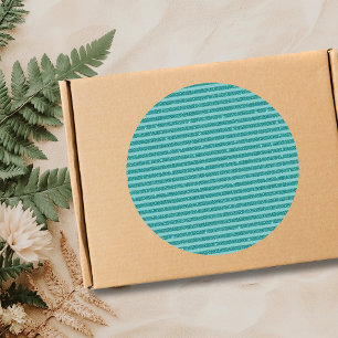 Sticker Rond Rayures Horizontales de Style Pailleté Vert Cyan