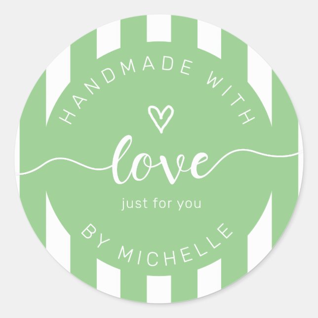 Sticker Rond rayures modernes faites à la main avec monogramme  (Devant)