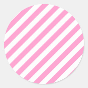 Sticker Rond Rayures roses et blanches de sucrerie