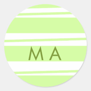 Sticker Rond Rayures vert néon motif grec lettre monogramme