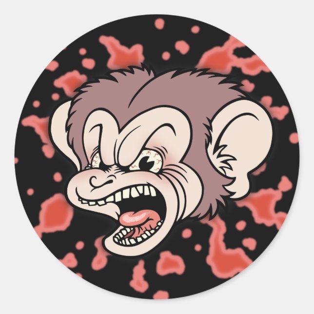 Sticker Rond Raz Poutine, le singe fou (Devant)