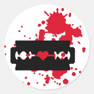 Sticker Rond Razor Blade aime le sang