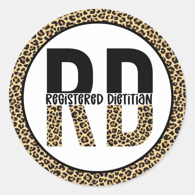 Sticker Rond RD Enregistré Diététiste Cheetah Imprimer Cadeaux  (Devant)